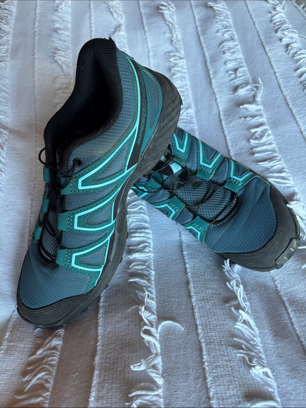 Salomon Women's Teal and Black Trail Sneakers